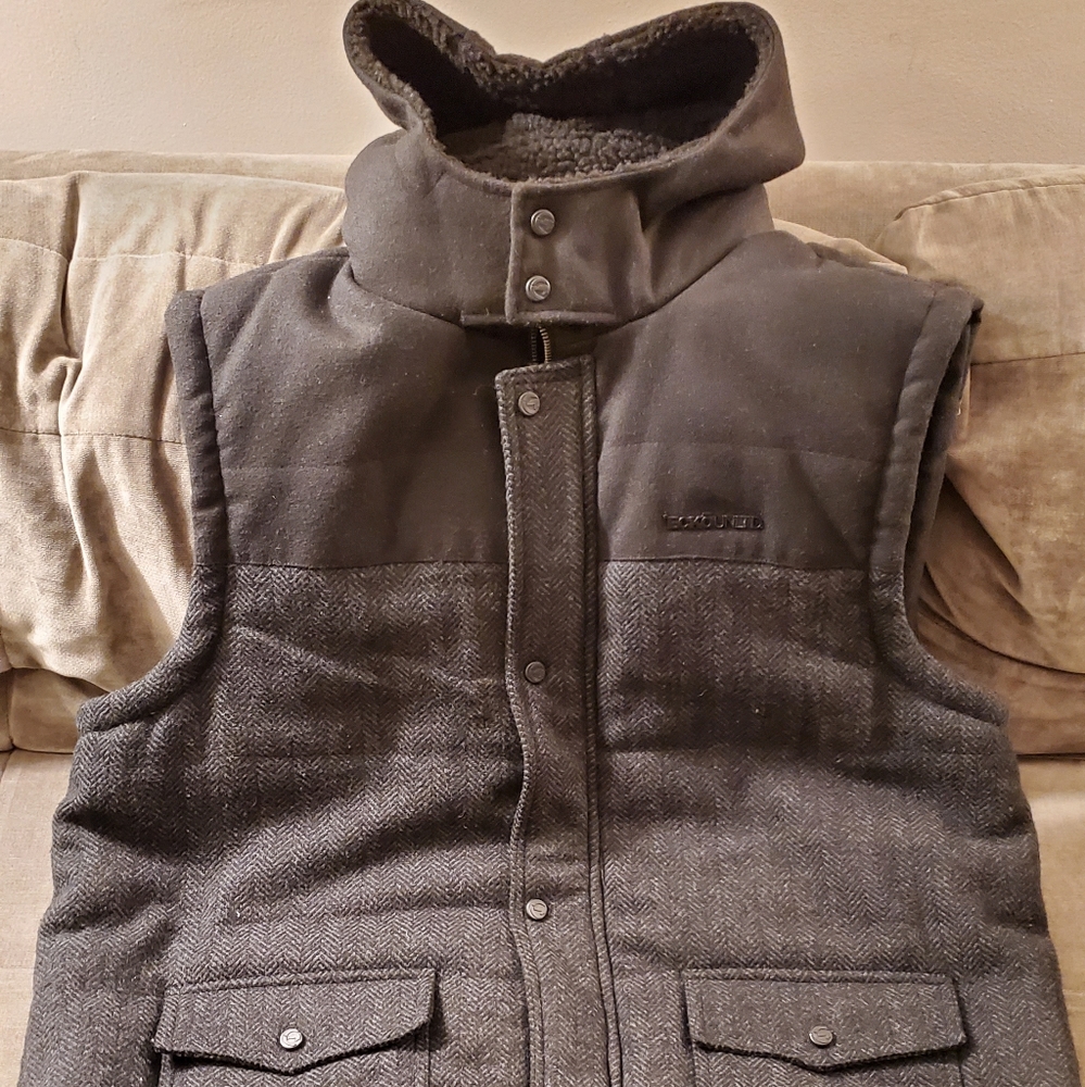 Marc Ecko Dark Grey Herringbone hooded vest